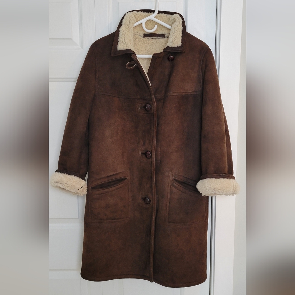 Vintage Genuine Shearling 3/4 length coat handmade Dublin Ireland Sm/Med